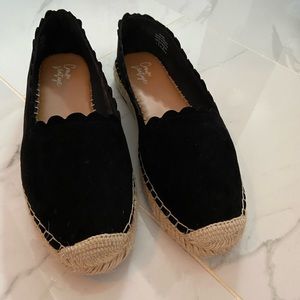 Black suede espadrille sandal